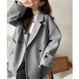 トレンドを先取り♪こなれ感UP、ダブルボタンジャケットメルトンコート（ミドル丈） | Classical Elf  | 詳細画像10 