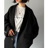 ブラック | 羽織るだけでキマる。袖タックヘリンボーンオーバーサイズジャケット（セットアップ可… | Classical Elf 