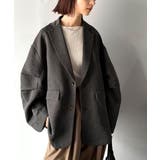 チャコール | 羽織るだけでキマる。袖タックヘリンボーンオーバーサイズジャケット（セットアップ可… | Classical Elf 