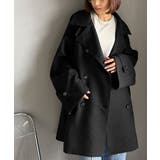 ブラック | 瞬間、きちんと見え。1枚あれば着回し自由自在。ケープ付きスタンドカラーミドル丈コ… | Classical Elf 