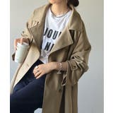 ベージュ | 瞬間、きちんと見え。1枚あれば着回し自由自在。ケープ付きスタンドカラーミドル丈コ… | Classical Elf 