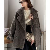 チャコール | ふんわり包まれる贅沢な季節感。スタンドカラープードルボアダブルコート | Classical Elf