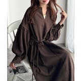 ぽわんとあざとく。ウエストリボン使い配色ステッチキーネックワンピース（長袖） | Classical Elf  | 詳細画像7 