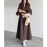 ぽわんとあざとく。ウエストリボン使い配色ステッチキーネックワンピース（長袖） | Classical Elf  | 詳細画像9 