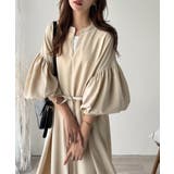 ぽわんとあざとく。ウエストリボン使い配色ステッチキーネックワンピース（長袖） | Classical Elf  | 詳細画像10 