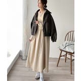 ぽわんとあざとく。ウエストリボン使い配色ステッチキーネックワンピース（長袖） | Classical Elf  | 詳細画像12 