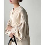 ぽわんとあざとく。ウエストリボン使い配色ステッチキーネックワンピース（長袖） | Classical Elf  | 詳細画像14 