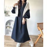 ぽわんとあざとく。ウエストリボン使い配色ステッチキーネックワンピース（長袖） | Classical Elf  | 詳細画像20 