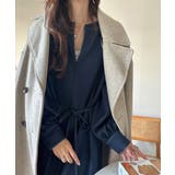 ぽわんとあざとく。ウエストリボン使い配色ステッチキーネックワンピース（長袖） | Classical Elf  | 詳細画像24 