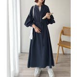 ぽわんとあざとく。ウエストリボン使い配色ステッチキーネックワンピース（長袖） | Classical Elf  | 詳細画像25 