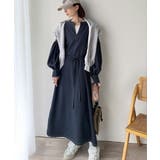 ぽわんとあざとく。ウエストリボン使い配色ステッチキーネックワンピース（長袖） | Classical Elf  | 詳細画像27 