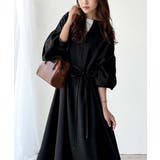 ぽわんとあざとく。ウエストリボン使い配色ステッチキーネックワンピース（長袖） | Classical Elf  | 詳細画像2 