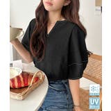 ブラック | 【UVカット、接触冷感、吸水速乾、防シワ機能付き】ふんわりスリーブで華奢見え叶う… | Classical Elf