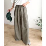 履くだけでお洒落見え。涼しげ素材で魅せる。サッカーチェックタックワイドパンツ | Classical Elf  | 詳細画像10 