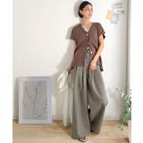 履くだけでお洒落見え。涼しげ素材で魅せる。サッカーチェックタックワイドパンツ | Classical Elf  | 詳細画像13 