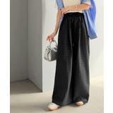 履くだけでお洒落見え。涼しげ素材で魅せる。サッカーチェックタックワイドパンツ | Classical Elf  | 詳細画像15 