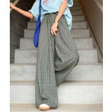 ネイビーチェック | 履くだけでお洒落見え。涼しげ素材で魅せる。サッカーチェックタックワイドパンツ | Classical Elf 