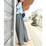 履くだけでお洒落見え。涼しげ素材で魅せる。サッカーチェックタックワイドパンツ | Classical Elf  | 詳細画像26 