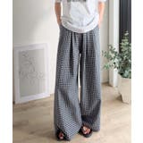 履くだけでお洒落見え。涼しげ素材で魅せる。サッカーチェックタックワイドパンツ | Classical Elf  | 詳細画像34 