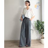 履くだけでお洒落見え。涼しげ素材で魅せる。サッカーチェックタックワイドパンツ | Classical Elf  | 詳細画像37 