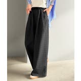 履くだけでお洒落見え。涼しげ素材で魅せる。サッカーチェックタックワイドパンツ | Classical Elf  | 詳細画像1 