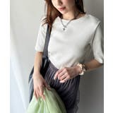さりげなく華奢見せで大人の魅力アップ。5分袖ストレッチリブコンパクトトップス | Classical Elf  | 詳細画像6 