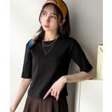 さりげなく華奢見せで大人の魅力アップ。5分袖ストレッチリブコンパクトトップス | Classical Elf  | 詳細画像20 