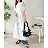 ホワイト | 綿100% さらりと上品にきまる。袖タックラグラン半袖ワンピース（ロング丈） | Classical Elf 