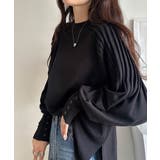 ブラック | カジュアルな中にも上品さを。綿100%袖山タックラグラン長袖Tシャツ | Classical Elf 