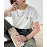 オフホワイト | トレンドをまとう。綿100％シルケット風ハート胸サガラ刺繍Tシャツ（半袖） | Classical Elf 