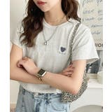 トレンドをまとう。綿100％シルケット風ハート胸サガラ刺繍Tシャツ（半袖） | Classical Elf  | 詳細画像22 