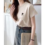 トレンドをまとう。綿100％シルケット風ハート胸サガラ刺繍Tシャツ（半袖） | Classical Elf  | 詳細画像31 