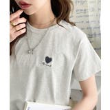 オートミール | トレンドをまとう。綿100％シルケット風ハート胸サガラ刺繍Tシャツ（半袖） | Classical Elf 