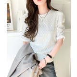 着るだけで華やかに。ふくれジャガード袖タックギャザープルオーバー（半袖） | Classical Elf  | 詳細画像2 