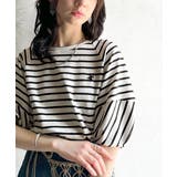 大人の上品シンプル。ワンポイント刺繍ランタンスリーブボーダートップス | Classical Elf | 詳細画像13