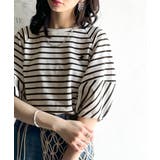 大人の上品シンプル。ワンポイント刺繍ランタンスリーブボーダートップス | Classical Elf | 詳細画像16