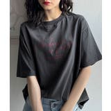 チャコール | 大人カジュアルに映える。綿100%胸元筆記体ロゴなめらかシルケット風Tシャツ | Classical Elf