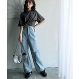 大人カジュアルに映える。綿100%胸元筆記体ロゴなめらかシルケット風Tシャツ | Classical Elf | 詳細画像30