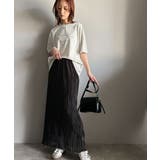 大人カジュアルに映える。綿100%胸元筆記体ロゴなめらかシルケット風Tシャツ | Classical Elf | 詳細画像47