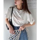 大人カジュアルに映える。綿100%胸元筆記体ロゴなめらかシルケット風Tシャツ | Classical Elf | 詳細画像1
