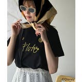 ブラック×Eプルート | 大人女子必見! 綿100%「ディズニー」サイン風刺繍Tシャツ(半袖) | Classical Elf