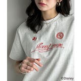 オートミール×Aミッキー | 大人女子必見! 綿100%「ディズニー」サイン風刺繍Tシャツ(半袖) | Classical Elf