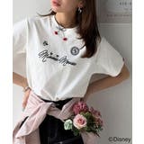 ホワイト×Bミニー | 大人女子必見! 綿100%「ディズニー」サイン風刺繍Tシャツ(半袖) | Classical Elf