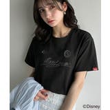 ブラック×Aミッキー | 大人女子必見! 綿100%「ディズニー」サイン風刺繍Tシャツ(半袖) | Classical Elf