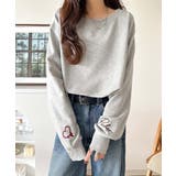 こなれた主役級の存在感♪袖ハート＆手書き風ロゴ刺繍裏毛オフショルオーバーサイズス… | Classical Elf  | 詳細画像12 