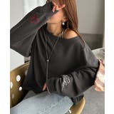 こなれた主役級の存在感♪袖ハート＆手書き風ロゴ刺繍裏毛オフショルオーバーサイズス… | Classical Elf  | 詳細画像19 