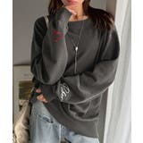 こなれた主役級の存在感♪袖ハート＆手書き風ロゴ刺繍裏毛オフショルオーバーサイズス… | Classical Elf  | 詳細画像20 