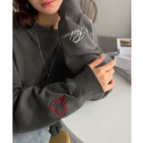 こなれた主役級の存在感♪袖ハート＆手書き風ロゴ刺繍裏毛オフショルオーバーサイズス… | Classical Elf  | 詳細画像21 