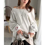 こなれた主役級の存在感♪袖ハート＆手書き風ロゴ刺繍裏毛オフショルオーバーサイズス… | Classical Elf  | 詳細画像44 