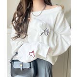 こなれた主役級の存在感♪袖ハート＆手書き風ロゴ刺繍裏毛オフショルオーバーサイズス… | Classical Elf  | 詳細画像2 